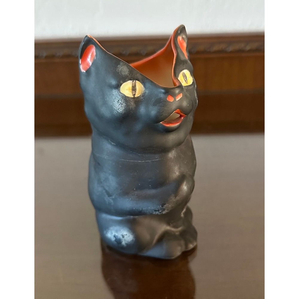 Vintage Royal Bayreuth Bavaria Black‎ Cat Porcelain Creamer Pitcher Halloween